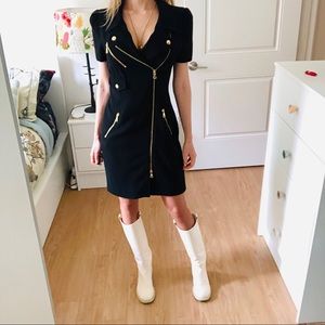 MOSCHINO cheapandchic black wool biker dress
